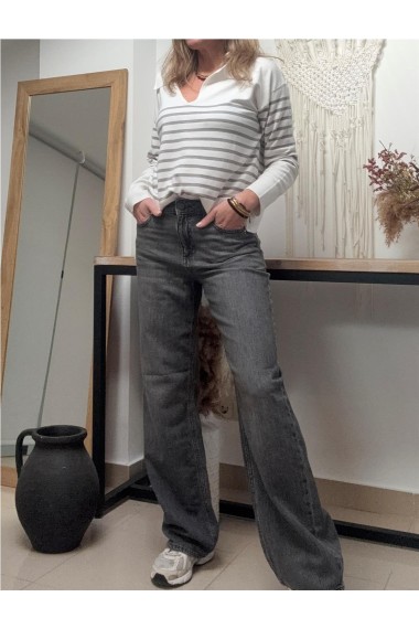 DENIM FLARED GRIS