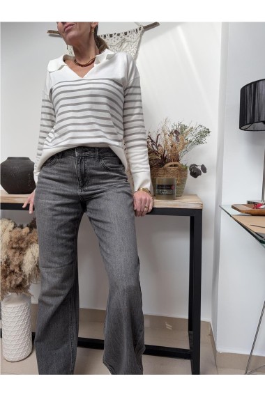 DENIM FLARED GRIS