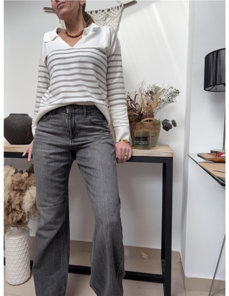 DENIM FLARED GRIS