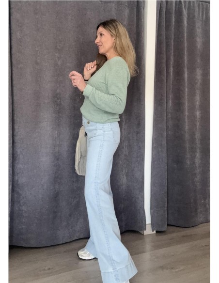 DENIM WIDE BOLSILLOS AZUL CLARO