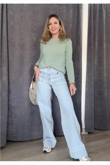 DENIM WIDE BOLSILLOS AZUL CLARO