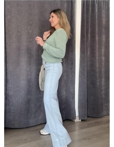 DENIM WIDE BOLSILLOS AZUL CLARO