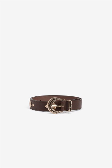 CINTURON TACHAS MARRON 2