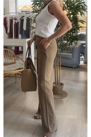 PANTALON ANCHO ALGODON CAQUI