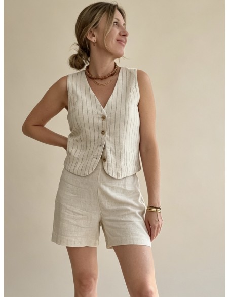 SHORT GOMA CON LINO