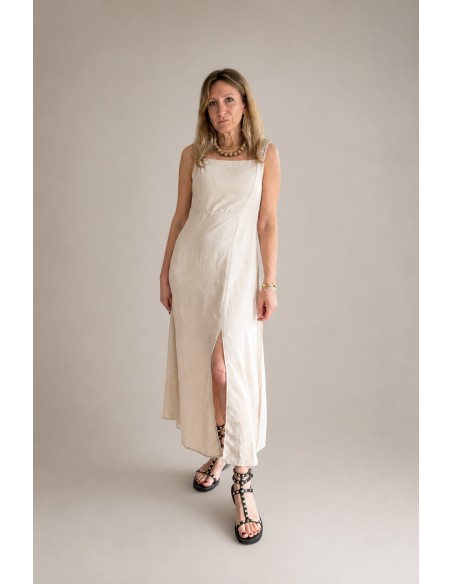 VESTIDO MIDI BEIGE