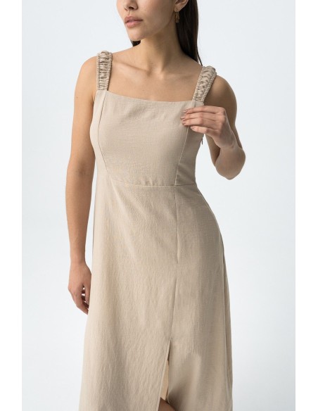 VESTIDO MIDI BEIGE