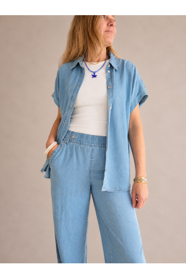 CAMISA TENCEL AZUL CLARO