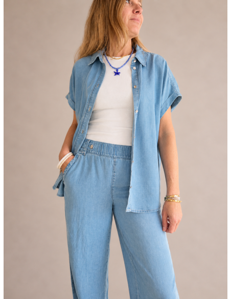 CAMISA TENCEL AZUL CLARO