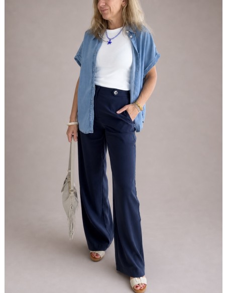 CAMISA TENCEL AZUL CLARO
