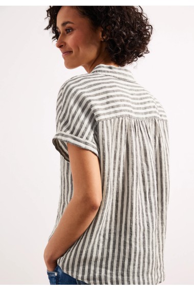 CAMISA LINO RAYAS MARRON 2