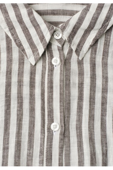CAMISA LINO RAYAS MARRON