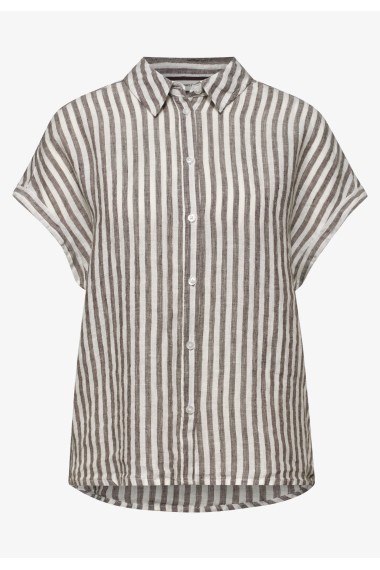 CAMISA LINO RAYAS MARRON