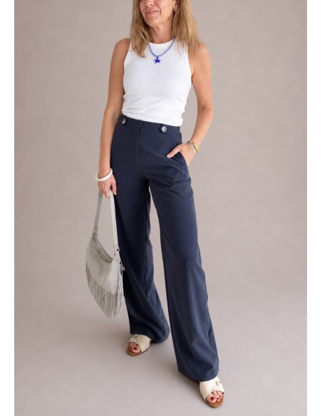 PANTALON FLUÍDO BOLSILLOS AZUL MARINO