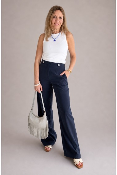 PANTALON FLUÍDO BOLSILLOS AZUL MARINO