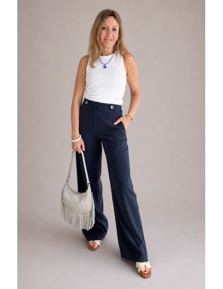PANTALON FLUÍDO BOLSILLOS AZUL MARINO