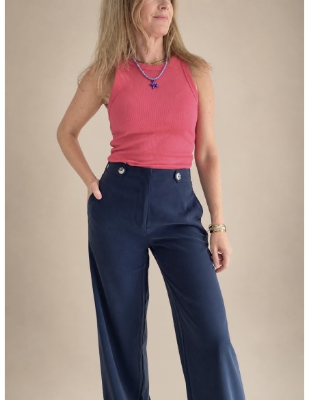 PANTALON FLUÍDO BOLSILLOS AZUL MARINO