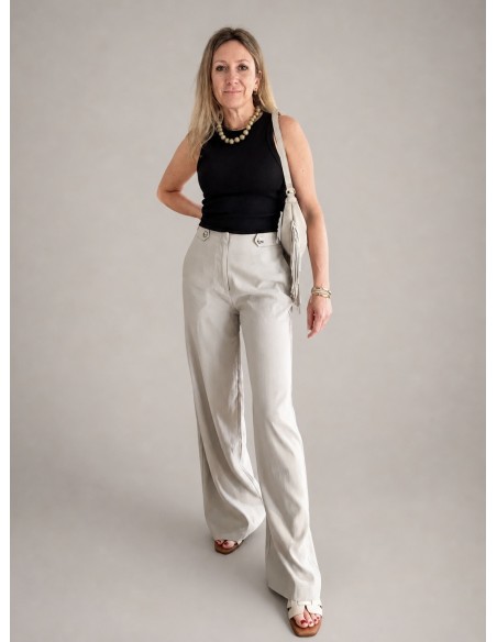 PANTALON FLUÍDO BOLSILLOS BEIGE