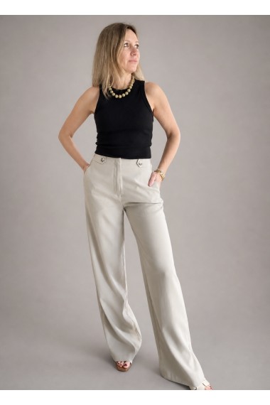 PANTALON FLUÍDO BOLSILLOS BEIGE 2